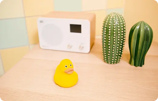 Radio und Deko-Objekte im Freizeitbereich